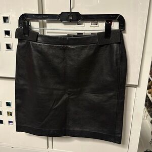 BCBG 100% Lambskin Black Leather Skirt